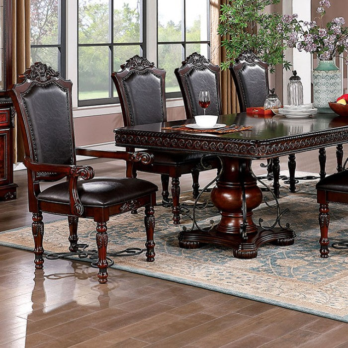 Furniture of America - Picardy Dining Table in Brown Cherry - CM3147T