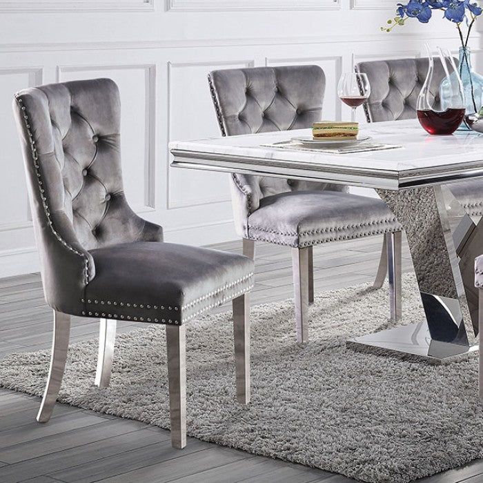 Furniture of America - Valdevers Dining Table in Chrome - CM3294T