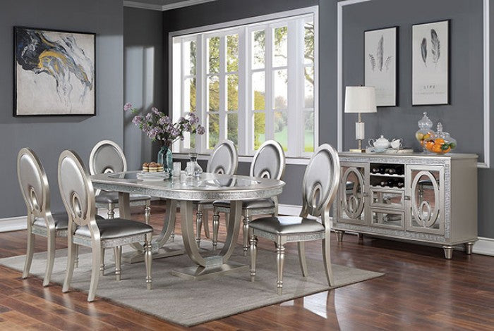 Furniture of America - Cathalina Dining Table in Silver - CM3541SV-T-TABLE - GreatFurnitureDeal