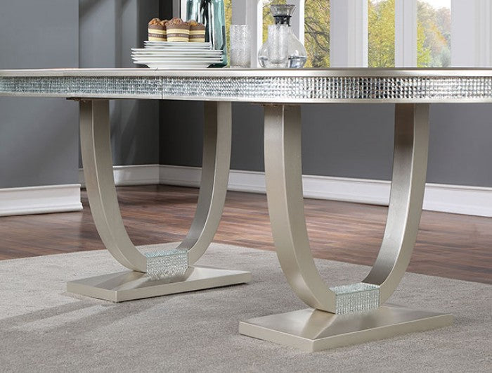 Furniture of America - Cathalina Dining Table in Silver - CM3541SV-T-TABLE - GreatFurnitureDeal