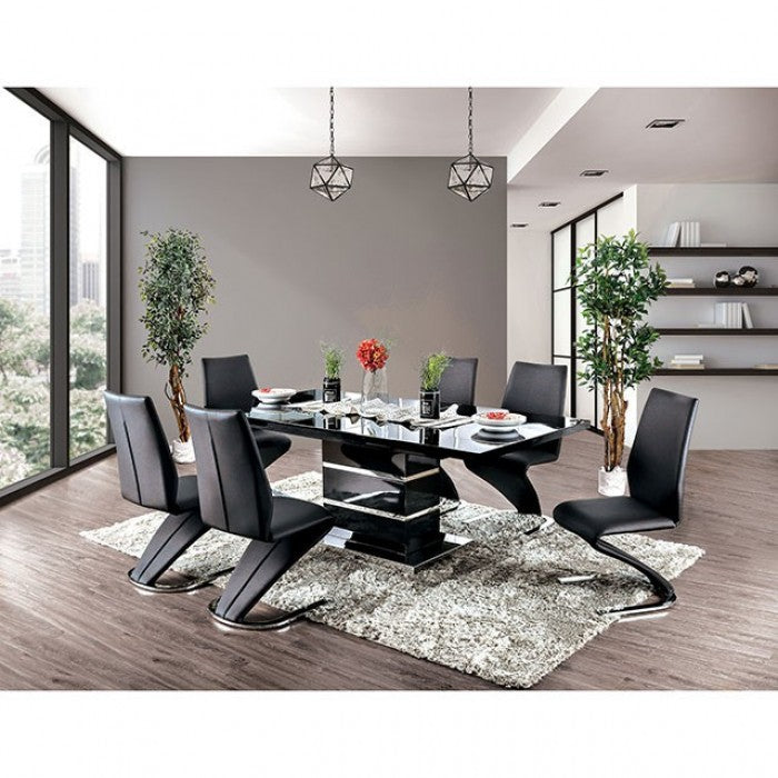 Furniture of America - Midvale 7 Piece Dining Table Set in Black - CM3650BK-T-7SET