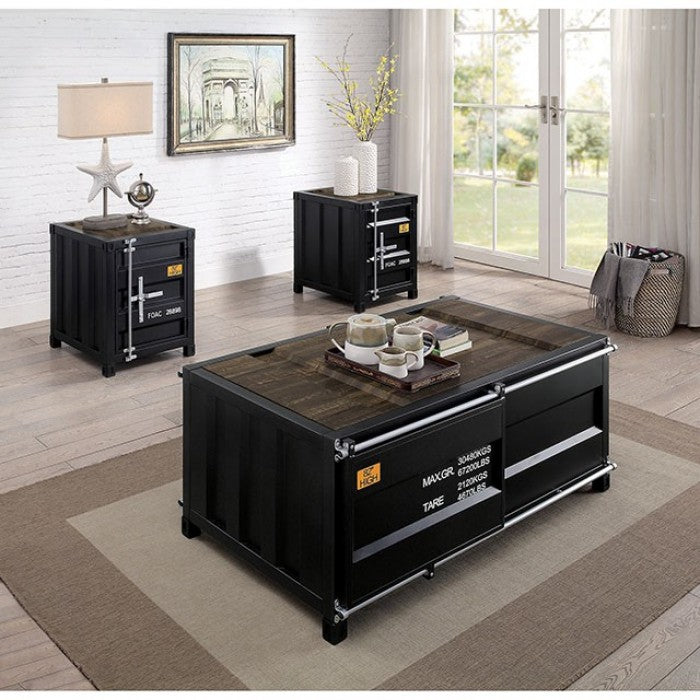 Furniture of America - Dicargo 3 Piece Occasional Table Set in Black - CM4789BK-C-E