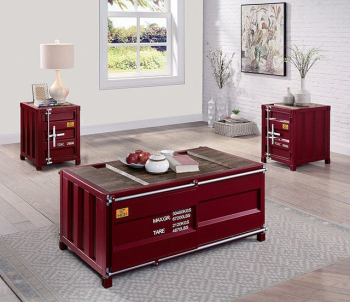Furniture of America - Dicargo 3 Piece Occasional Table Set in Red - CM4789RD-C-E