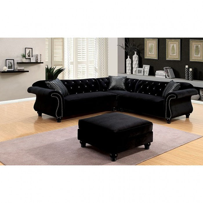 Furniture of America - Jolanda Sectional in Black - CM6158BK - GreatFurnitureDeal