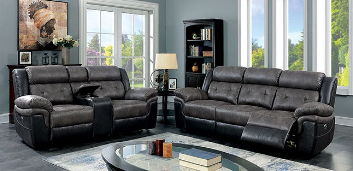 Furniture of America - Brookdale 3 Piece Living Room Set in Gray/Black - CM6217GY-SF-3SET
