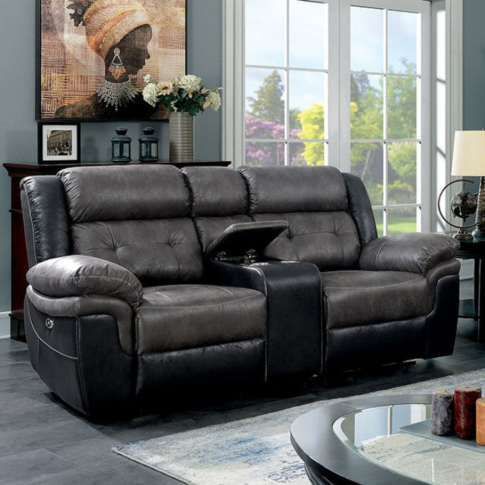 Furniture of America - Brookdale Power Loveseat in Gray/Black - CM6217GY-LV