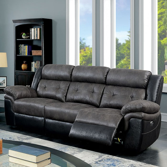 Furniture of America - Brookdale Power Sofa in Gray/Black - CM6217GY-SF