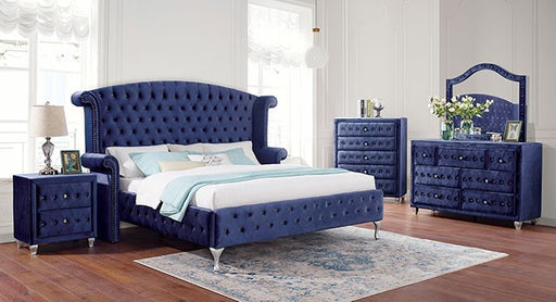 Furniture of America - Alzir California King Bed in Blue - CM7150BL-CK - GreatFurnitureDeal