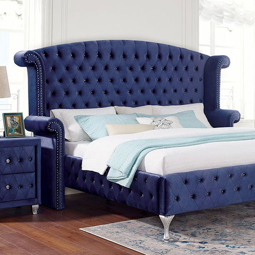 Furniture of America - Alzir California King Bed in Blue - CM7150BL-CK - GreatFurnitureDeal