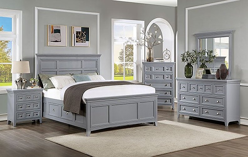 Furniture of America - Castlile 5 Piece King Bedroom Set in Gray - CM7413GY-EK-5SET - GreatFurnitureDeal