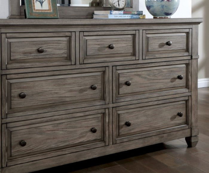 Furniture of America - Durango Dresser with Mirror in Warm Gray - CM7461GY-DM - GreatFurnitureDeal