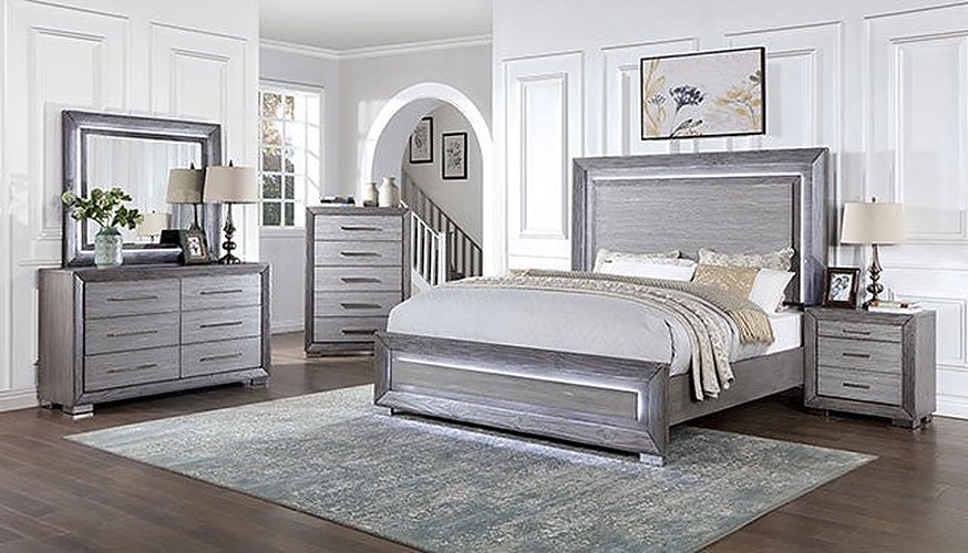 Furniture of America - Raiden 5 Piece California King Bedroom Set in Gray - CM7468GY-CK-BED-5SET - GreatFurnitureDeal