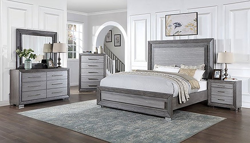Furniture of America - Raiden 5 Piece California King Bedroom Set in Gray - CM7468GY-CK-BED-5SET - GreatFurnitureDeal