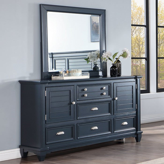 Furniture of America - Manzanillo 6 Piece Eastern King Bedroom Set in Slate Blue - CM7470BL-EK-6SET - GreatFurnitureDeal