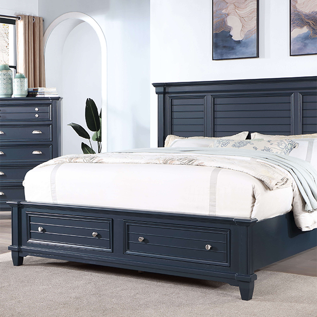 Furniture of America - Manzanillo 7 Piece Eastern King Bedroom Set in Slate Blue - CM7470BL-EK-7SET - GreatFurnitureDeal