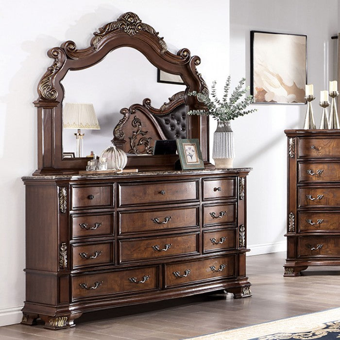 Furniture of America - Esparanza Dresser with Mirror in Brown Cherry - CM7478CH-DM - GreatFurnitureDeal