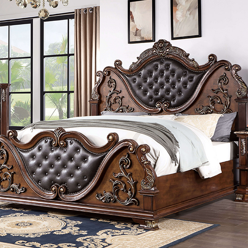 Furniture of America - Esparanza Eastern King Bed in Brown Cherry - CM7478CH-EK - GreatFurnitureDeal