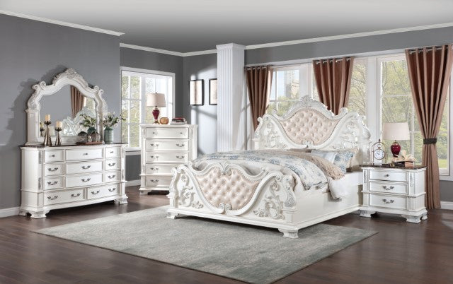 Furniture of America - Esparanza 6 Piece Eastern King Bedroom Set in Pearl White - CM7478WH-EK-6SET - GreatFurnitureDeal