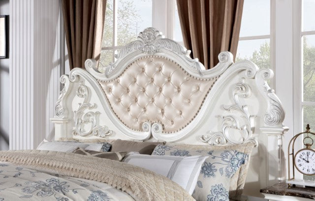 Furniture of America - Esparanza Eastern King Bed in Pearl White - CM7478WH-EK - GreatFurnitureDeal