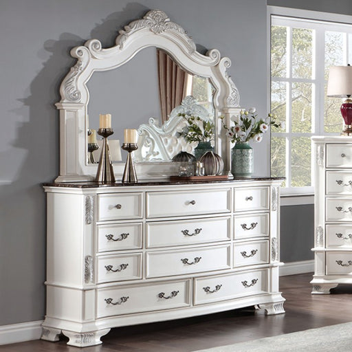 Furniture of America - Esparanza Dresser with Mirror in Pearl White - CM7478WH-DM - GreatFurnitureDeal
