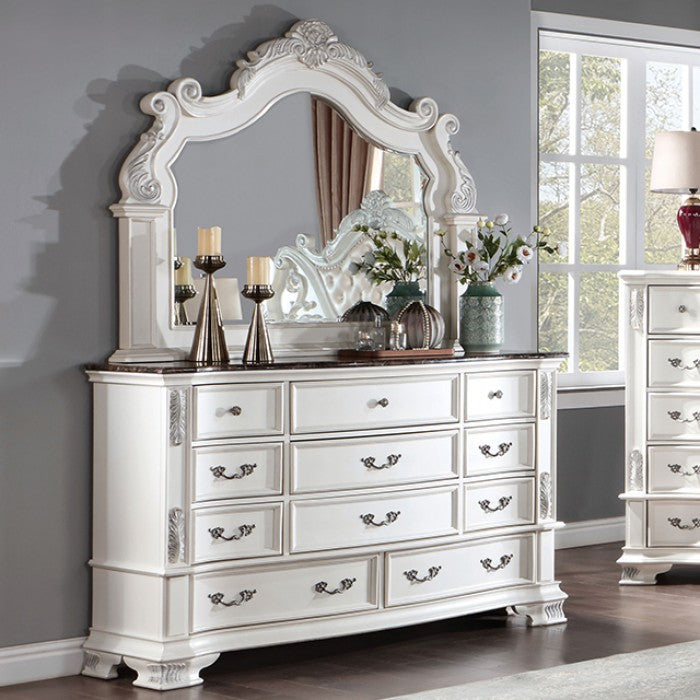 Furniture of America - Esparanza Dresser with Mirror in Pearl White - CM7478WH-DM