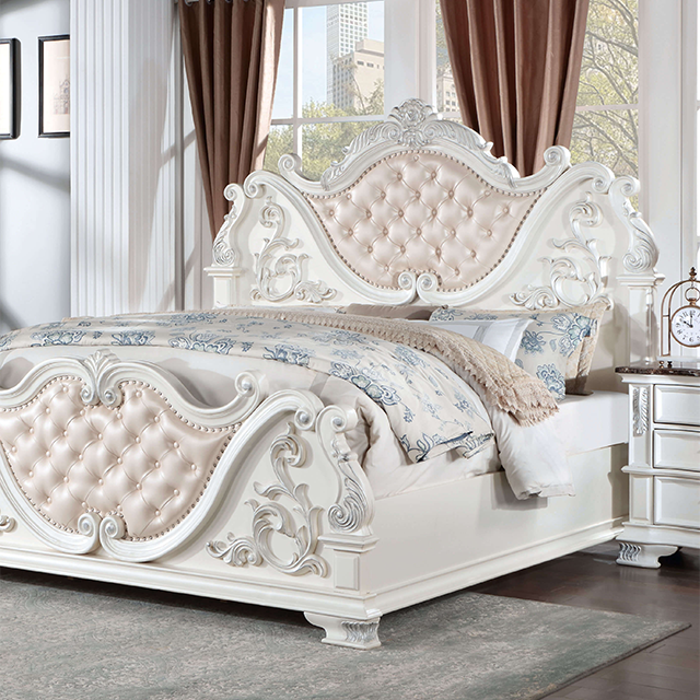Furniture of America - Esparanza California Bed in Pearl White - CM7478WH-CK - GreatFurnitureDeal