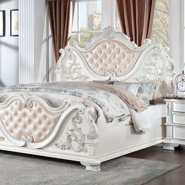 Furniture of America - Esparanza 5 Piece King Bedroom Set in Pearl White - CM7478WH-EK-5SET - GreatFurnitureDeal