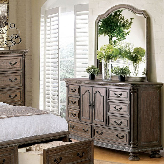 Furniture of America - Lysandra Dresser with Mirror in Natural Tone, Beige - CM7661DM - GreatFurnitureDeal