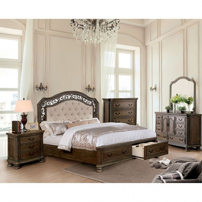 Furniture of America - Lysandra 7 Piece Queen Bedroom Set in Natural Tone, Beige - CM7663-7SET - GreatFurnitureDeal