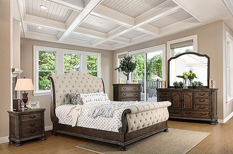 Furniture of America - Lysandra California King Bed in Natural Tone, Beige - CM7663CK-BED - GreatFurnitureDeal