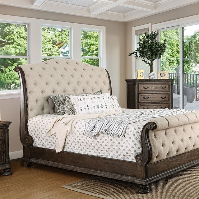 Furniture of America - Lysandra 5 Piece California King Bedroom Set in Natural Tone, Beige - CM7663-CK-5SET