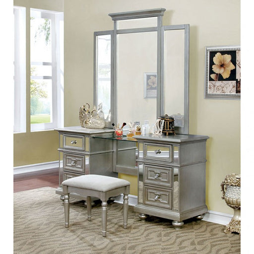 Furniture of America - Salamanca Vanity W/ Stool in Silver - CM7673V - GreatFurnitureDeal