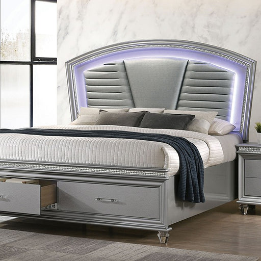 Furniture of America - Maddie 6 Piece California King Bedroom Set in Silver - CM7899SV-CK-6SET - GreatFurnitureDeal