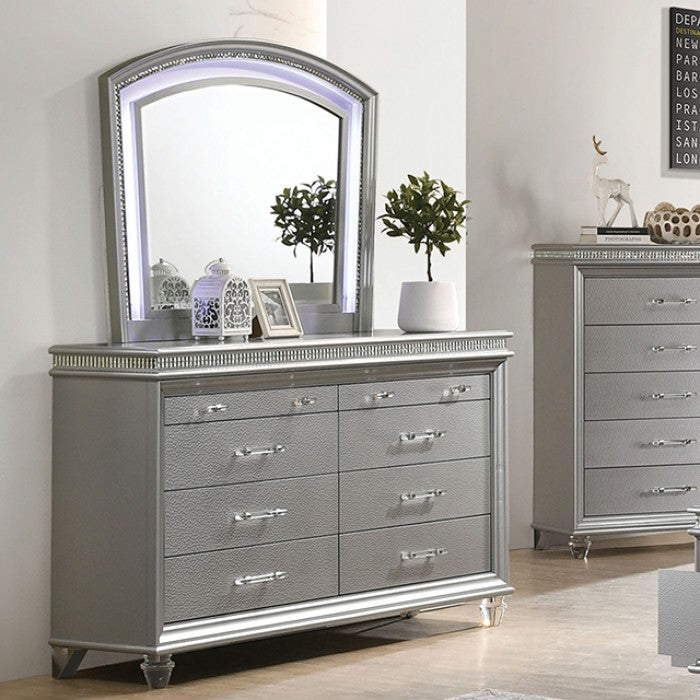 Furniture of America - Maddie Dresser with Mirror in Silver - CM7899SV-DM - GreatFurnitureDeal