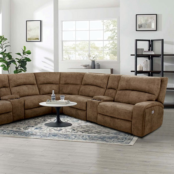 Furniture of America - Apostolos Sectional in Brown - CM9915BR-SECT-PM - GreatFurnitureDeal