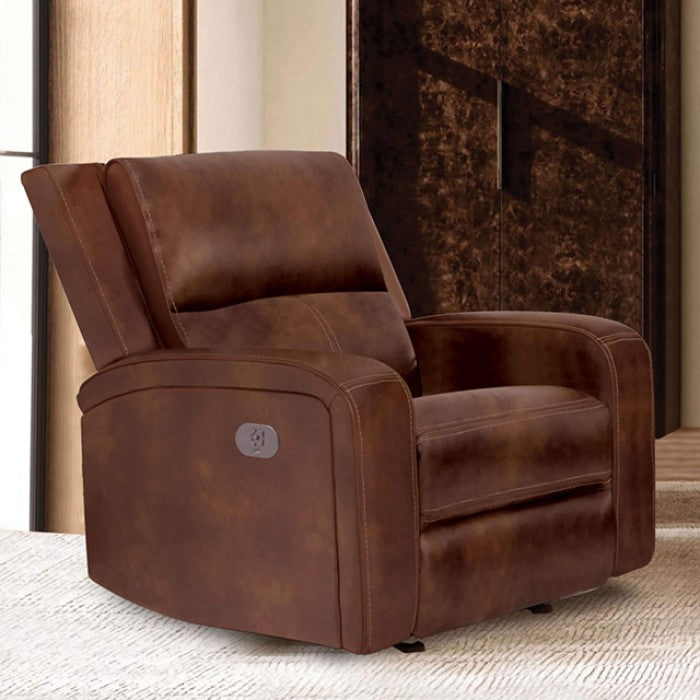 Furniture of America - Soterios Power Recliner in Medium Brown - CM9924MB-CH-PM