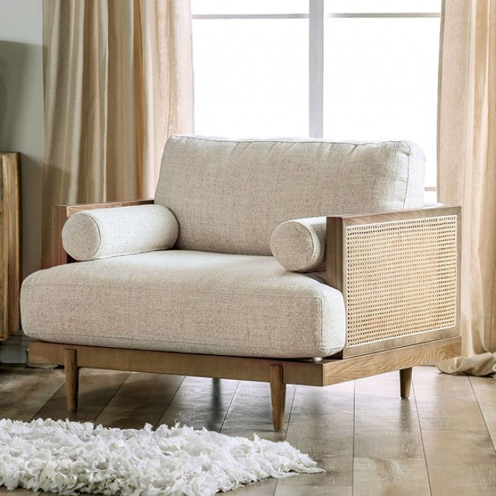 Furniture of America - Alesund 3 Piece Living Room Set in Beige/Light Oak - CM9981-SF-3SET