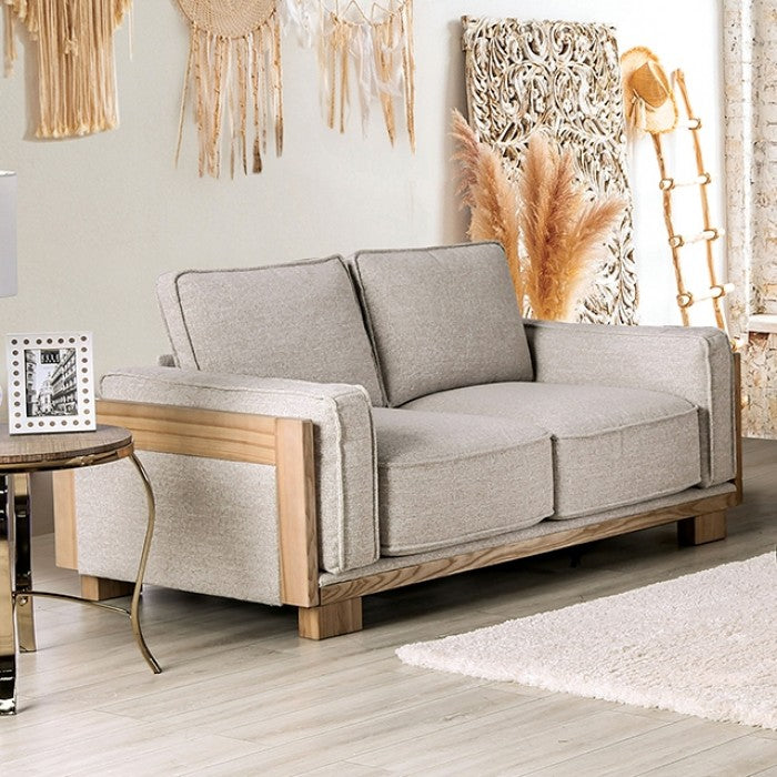 Furniture of America - Harstad 2 Piece Sofa Set in Light Brown/Natural - CM9983LB-SF-2SET - GreatFurnitureDeal