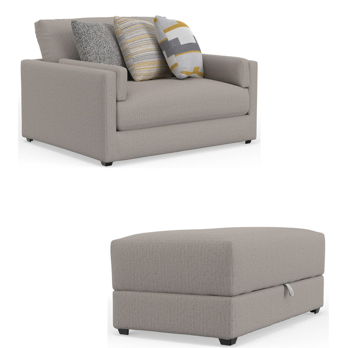 Jackson Furniture - Trevor Chair with Storage Ottoman Nickel - 240501-240577 -NICKEL - GreatFurnitureDeal