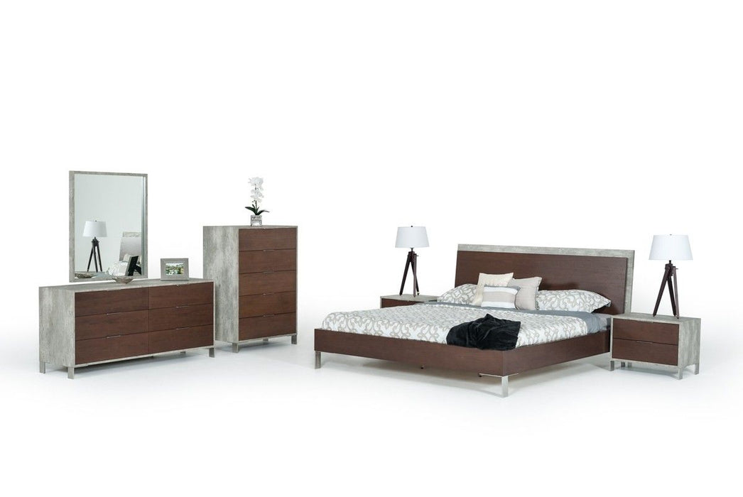 VIG Furniture - Nova Domus Conner Modern Dark Walnut & Faux Concrete Nightstand - VGAN-CONNER-NS-DK