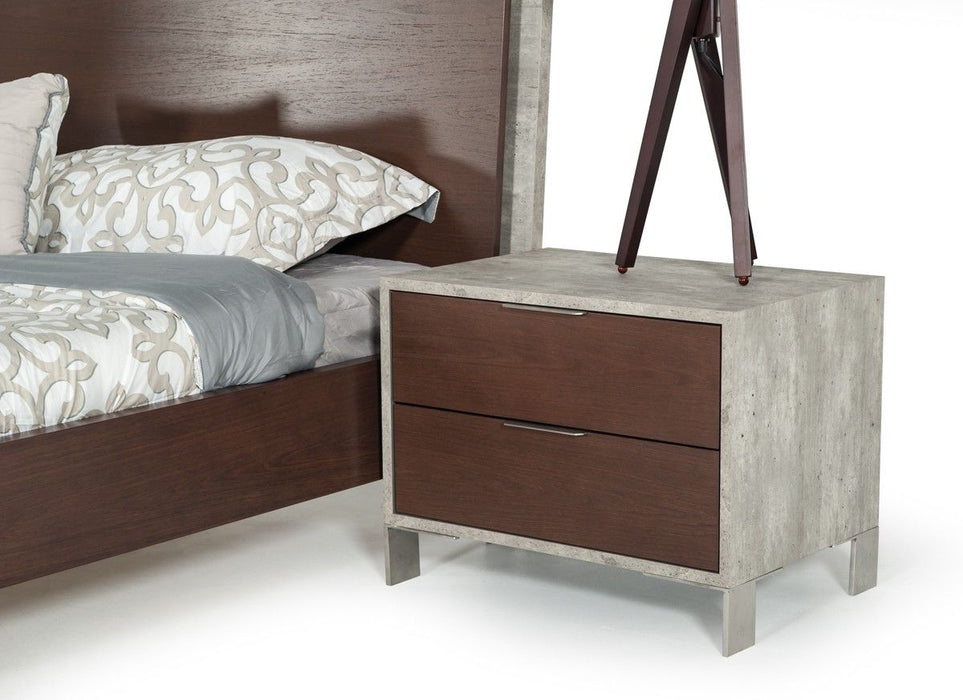 VIG Furniture - Nova Domus Conner Modern Dark Walnut & Faux Concrete Nightstand - VGAN-CONNER-NS-DK - GreatFurnitureDeal