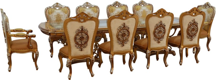 European Furniture - Saint Germain Dining Side Chair in Light Gold & Antique Silver (Set of 2) - 35550SC - GreatFurnitureDeal