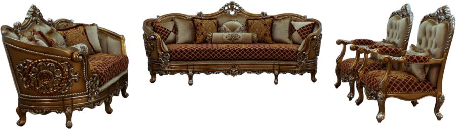 European Furniture - Saint Germain Accent Chair Red Gold Fabric - 35554-C - GreatFurnitureDeal