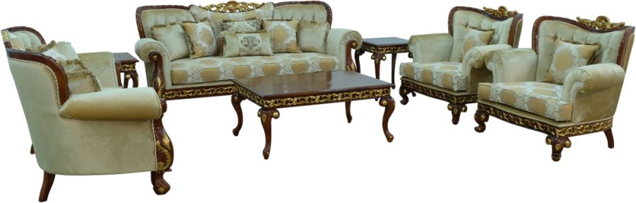 European Furniture - Fantasia II Side Table in Antique Walnut - Dark Gold Leaf - 40019-ET - GreatFurnitureDeal