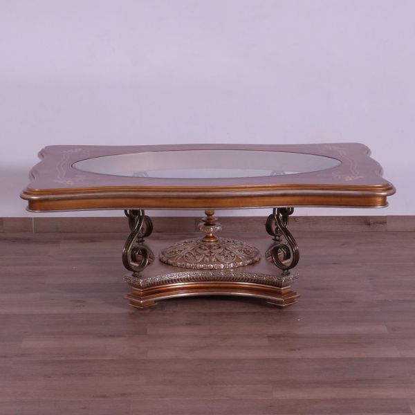 European Furniture - Raffaello III Coffee Table in Antique Brown - Blended Silver & Gold - 41026-CT - GreatFurnitureDeal