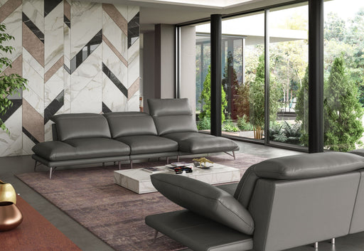 VIG Furniture - Coronelli Collezioni Milano Italian Modern Leather Grey Reversible Sectional Sofa - VGCCMILANO-SECT - GreatFurnitureDeal