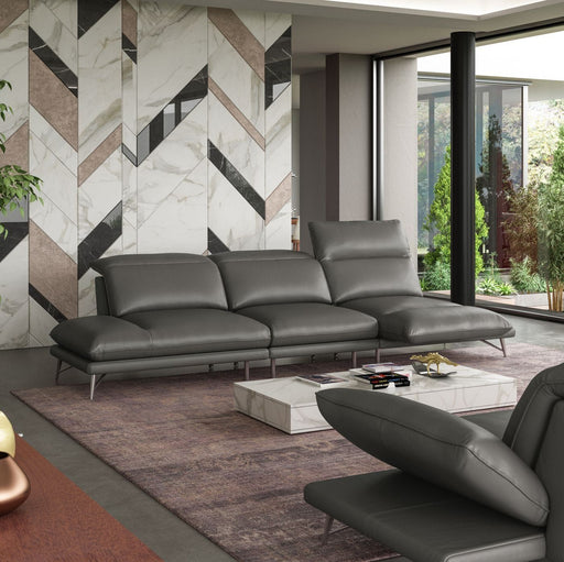 VIG Furniture - Coronelli Collezioni Milano Italian Modern Leather Grey Reversible Sectional Sofa - VGCCMILANO-SECT - GreatFurnitureDeal