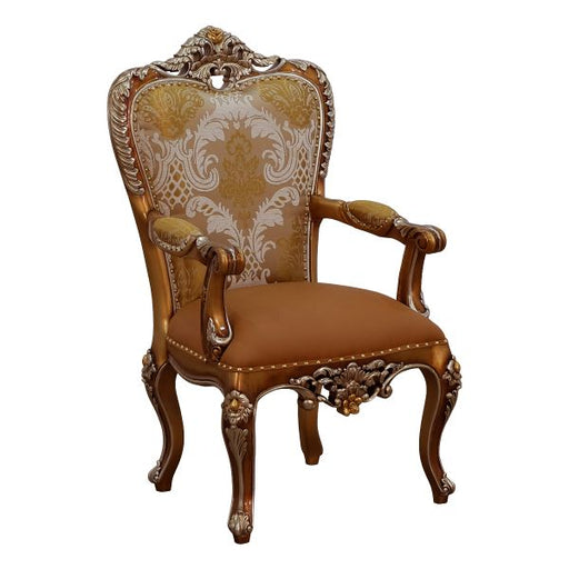 European Furniture - Saint Germain Dining Arm Chair in Light Gold & Antique Silver (Set of 2) - 35550-AC - GreatFurnitureDeal