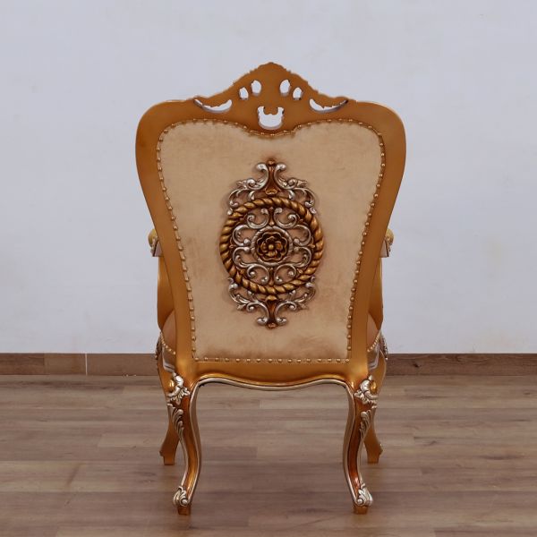European Furniture - Saint Germain Dining Arm Chair in Light Gold & Antique Silver (Set of 2) - 35550-AC - GreatFurnitureDeal