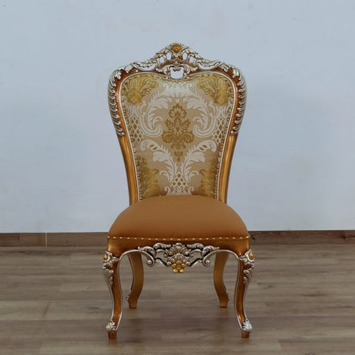European Furniture - Saint Germain Dining Side Chair in Light Gold & Antique Silver (Set of 2) - 35550SC - GreatFurnitureDeal